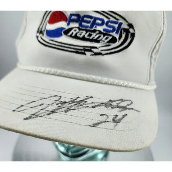 VTG Pepsi Racing White Trucker Rope Hat Signed by JEFF GORDON #24 Youngan OSFA